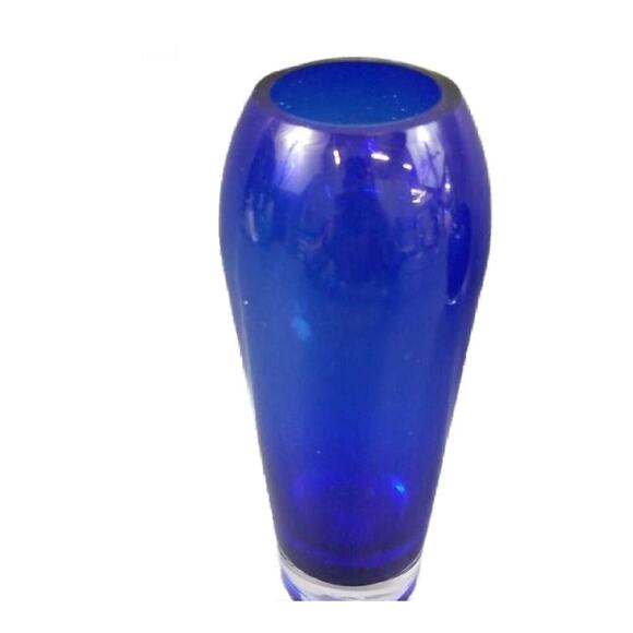 Hand Blown Cobalt Blue Glass Vase, Set of 3, 8" tall - Picture 3 of 9